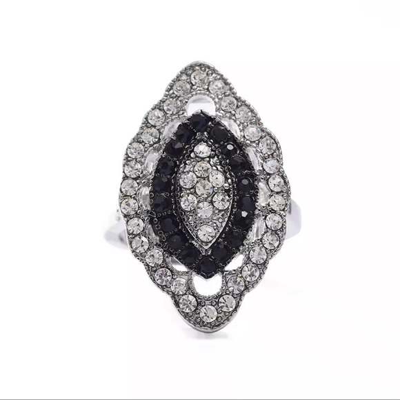 New Sterling Silver 14k White Gold Plated Blue & White Sapphire Artisan Ring